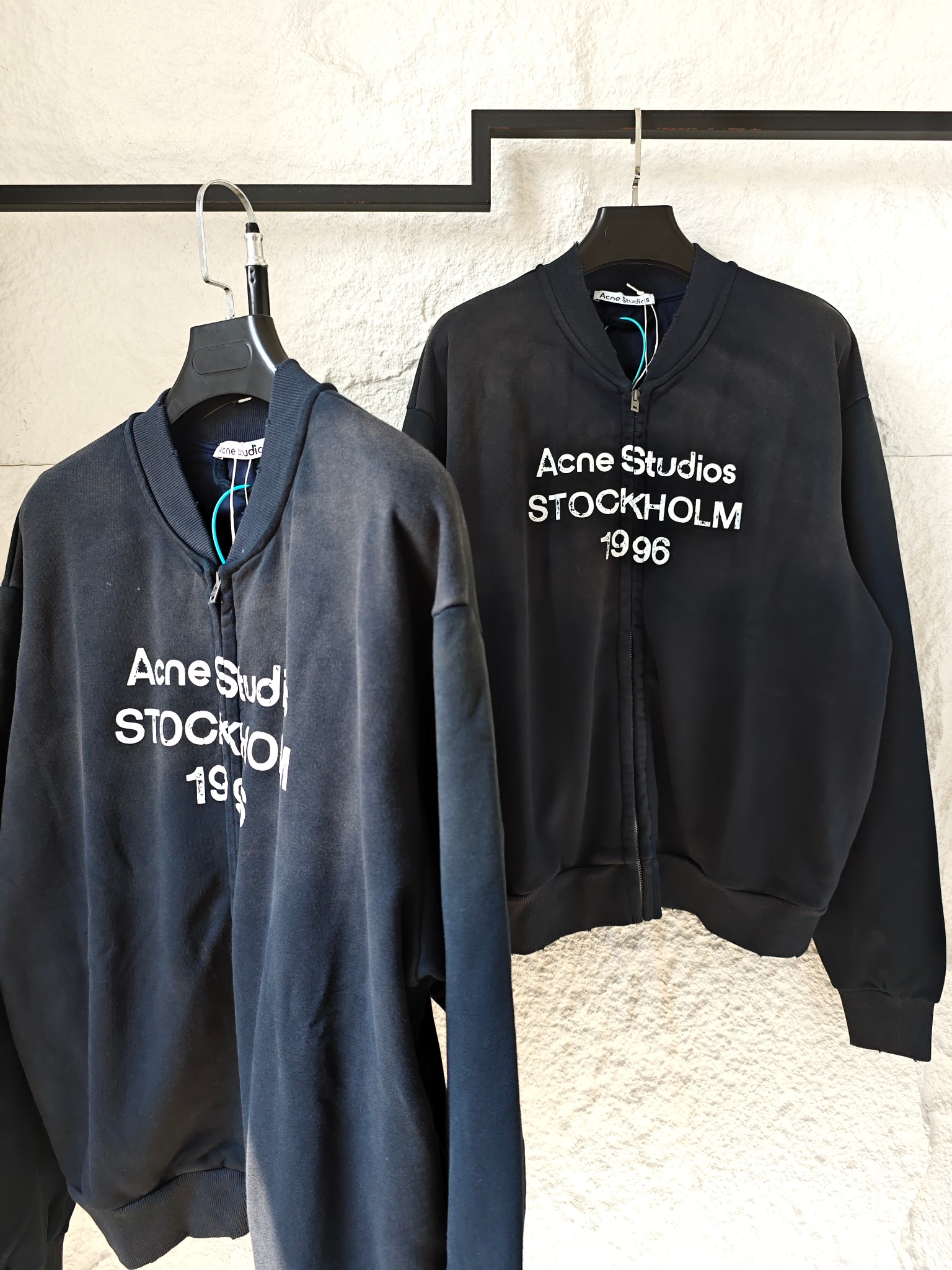 Acne Studios 1996 Faded Black Cotton Blend Baseball Collar Jacket