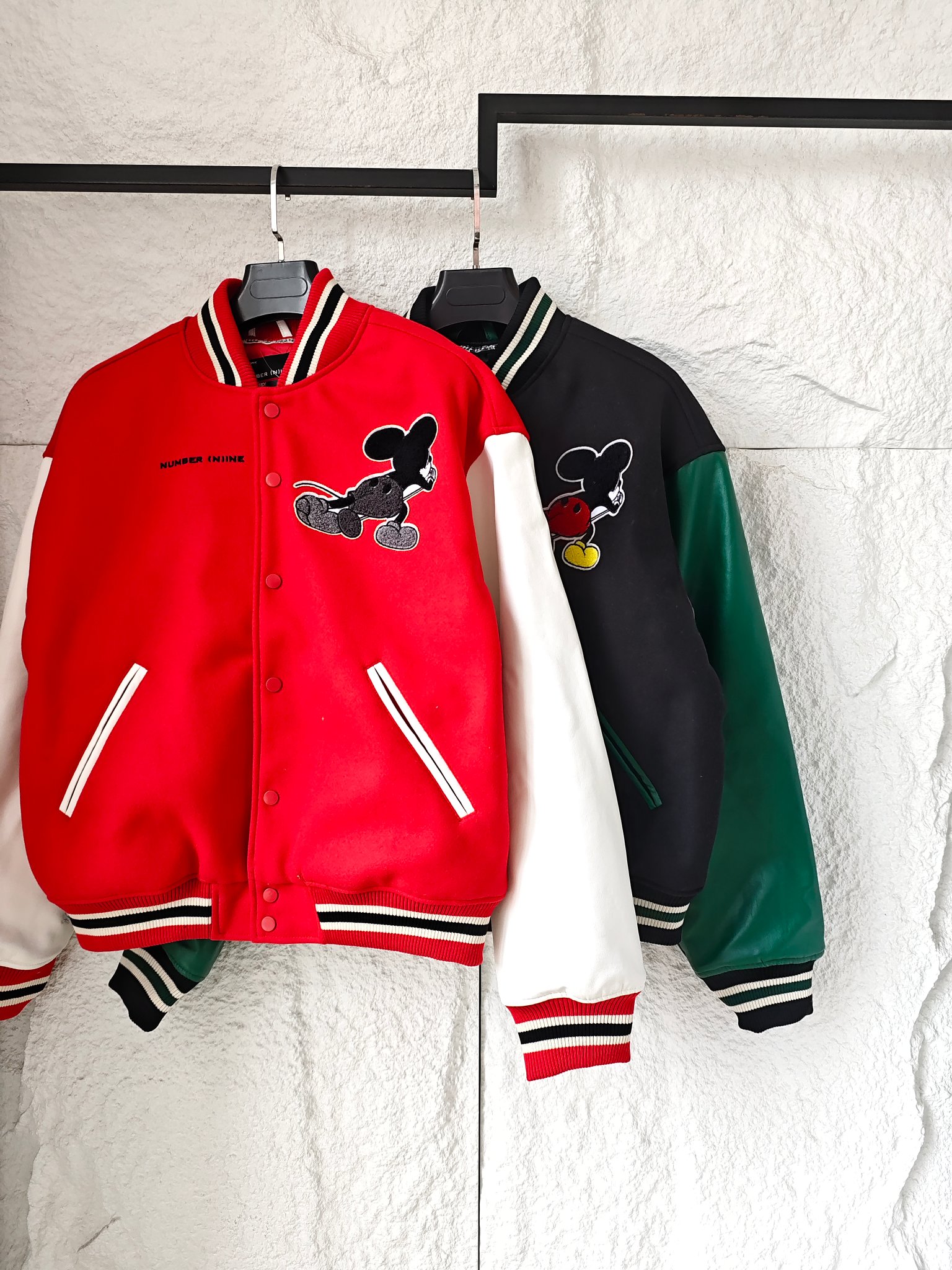 Supremee x NUMBER(N)INE Varsity Jacket Mickey Mouse Cotton Blend