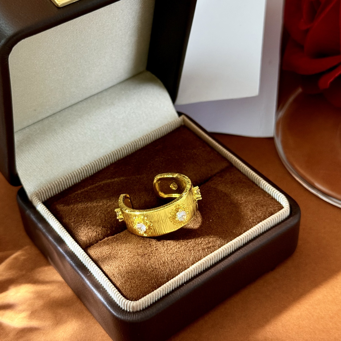 Brass 18k Gold Open Ring Sculpture with Round-Drive Metallic Sense – BC80 p172 - 图片 3