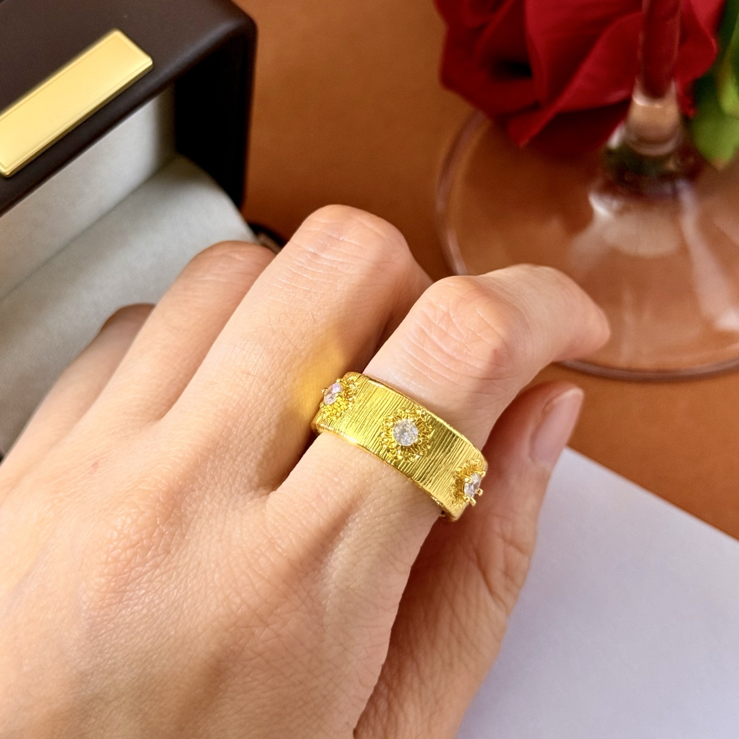 Brass 18k Gold Open Ring Sculpture with Round-Drive Metallic Sense – BC80 p172 - 图片 4