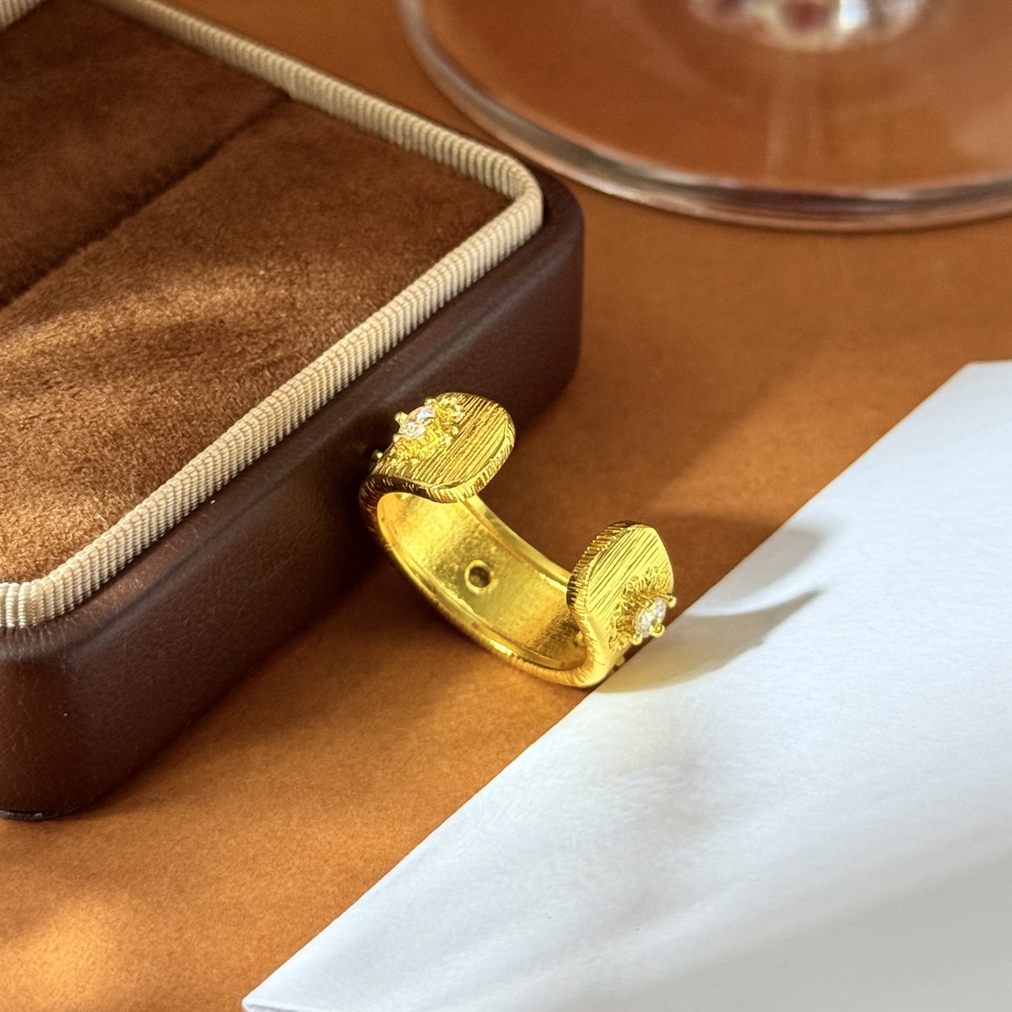 Brass 18k Gold Open Ring Sculpture with Round-Drive Metallic Sense – BC80 p172 - 图片 7