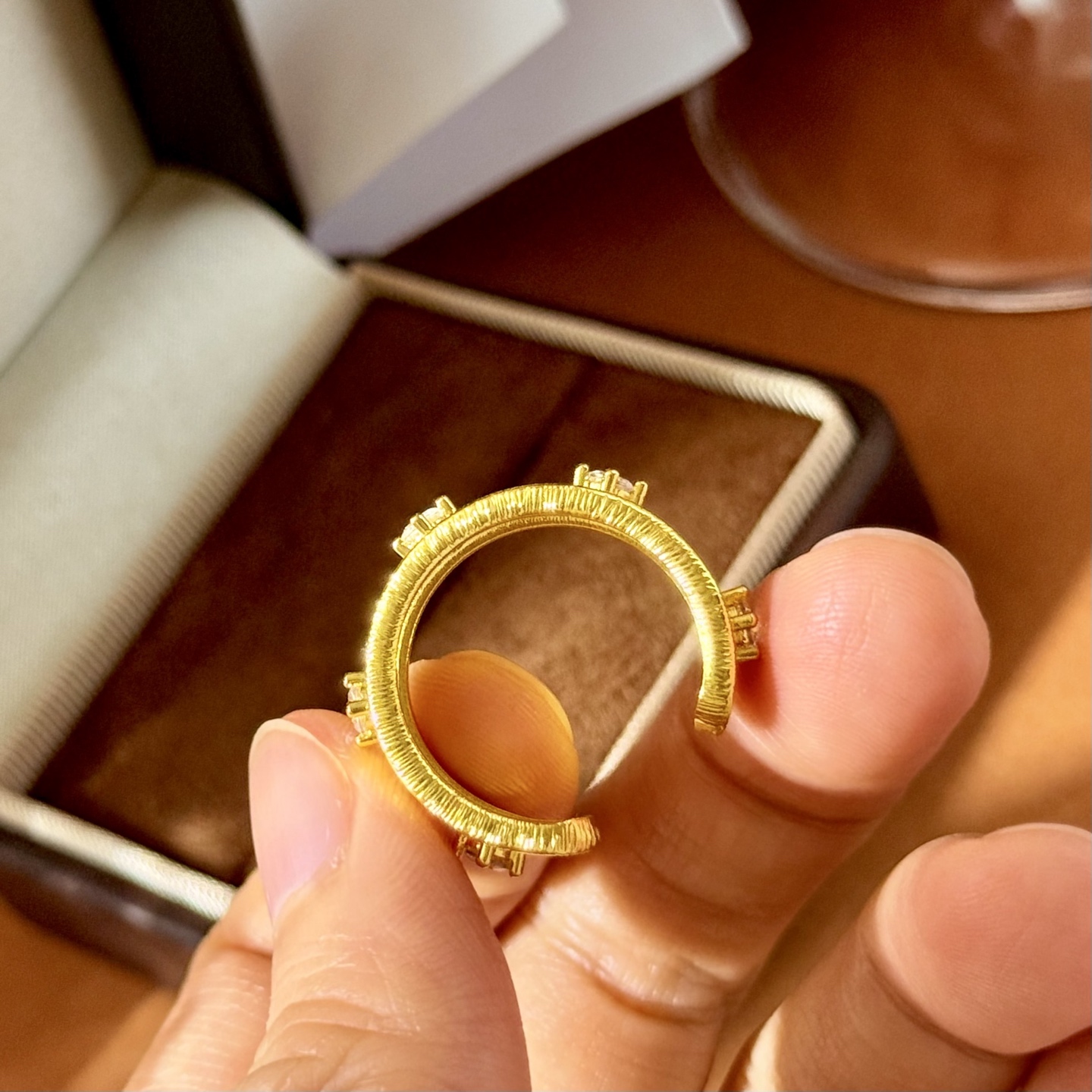Brass 18k Gold Open Ring Sculpture with Round-Drive Metallic Sense – BC80 p172 - 图片 8