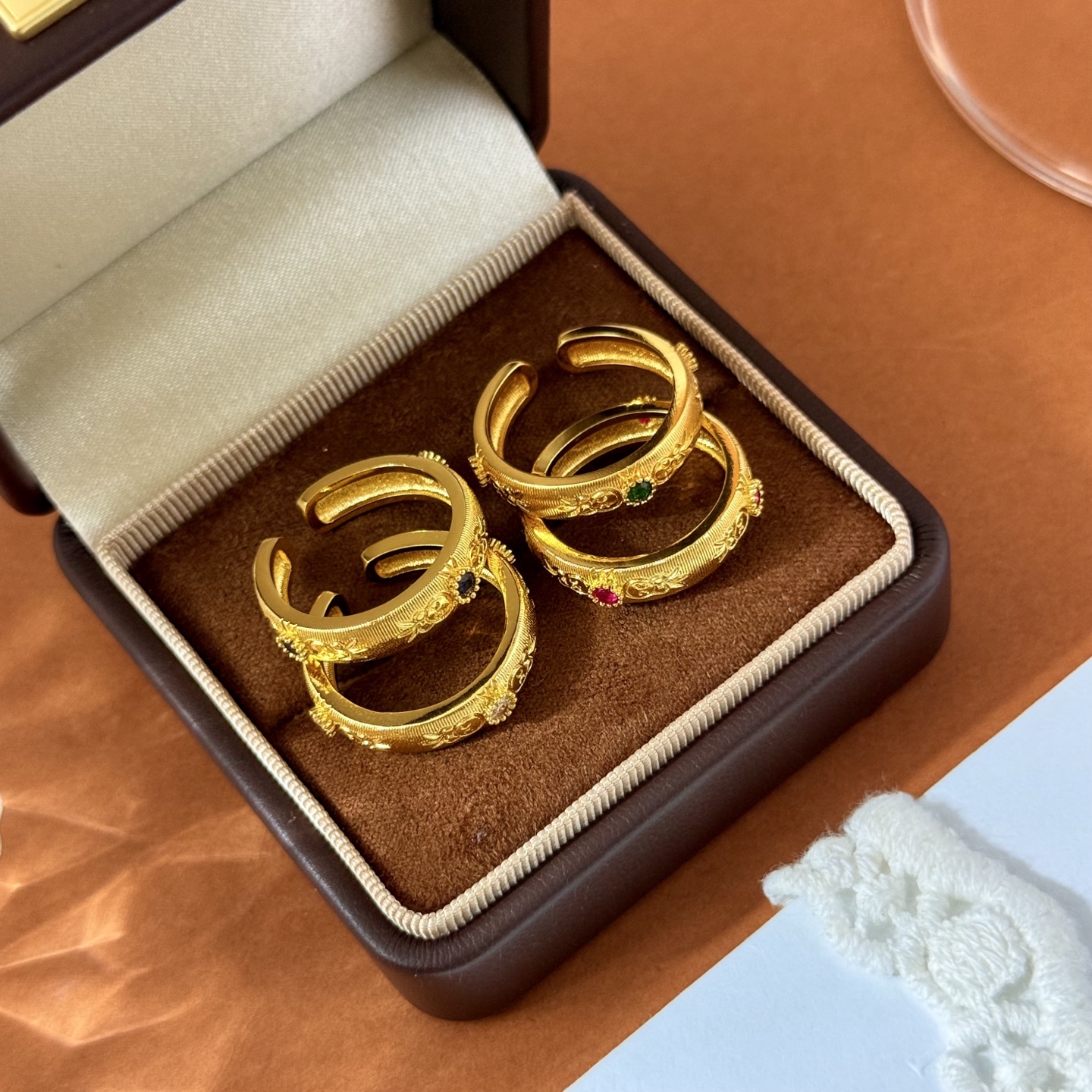 BC80 Butcherati-Style Diamond Open Ring in Brass Material with 18K Gold