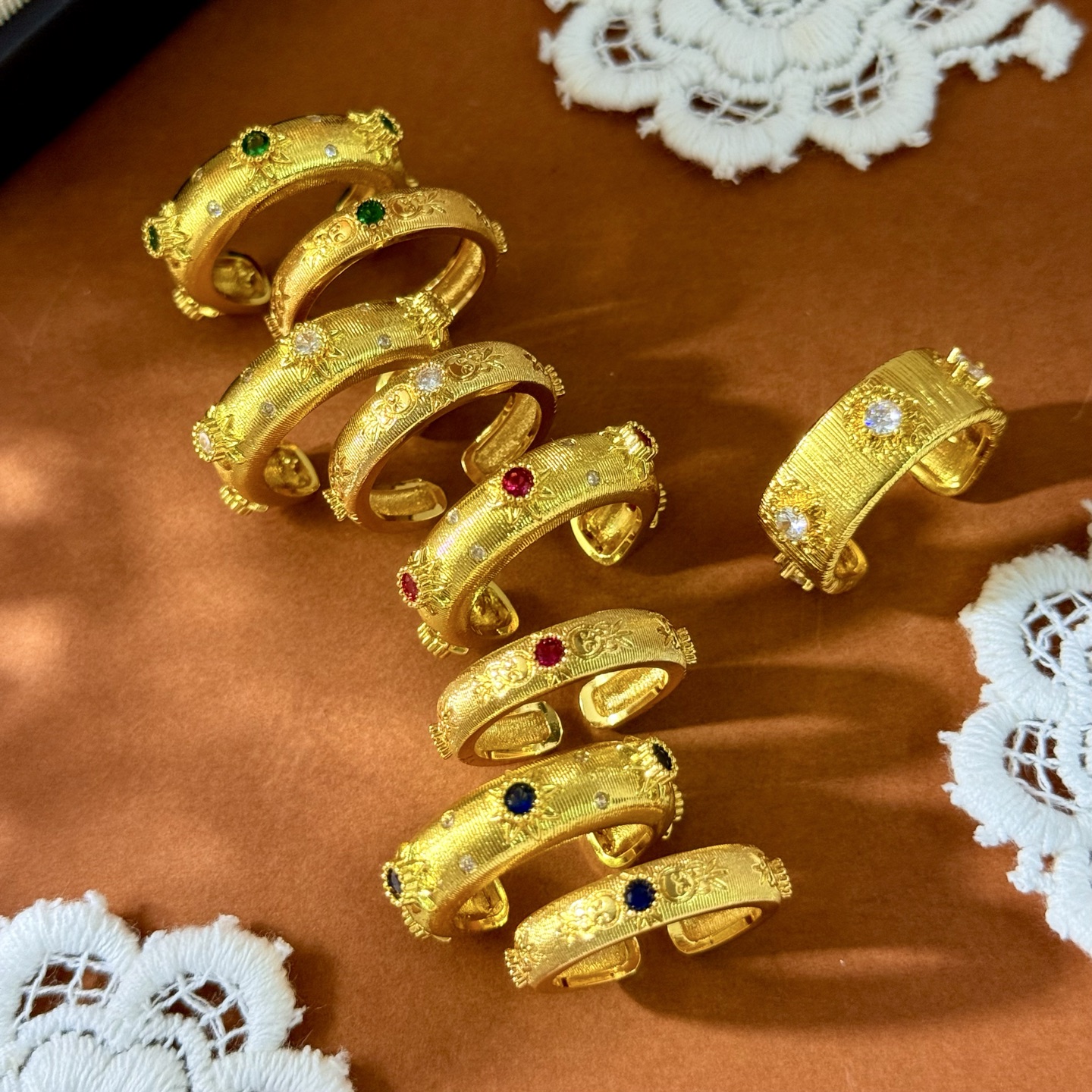 BC80 Butcherati-Style Diamond Open Ring in Brass Material with 18K Gold - 图片 2