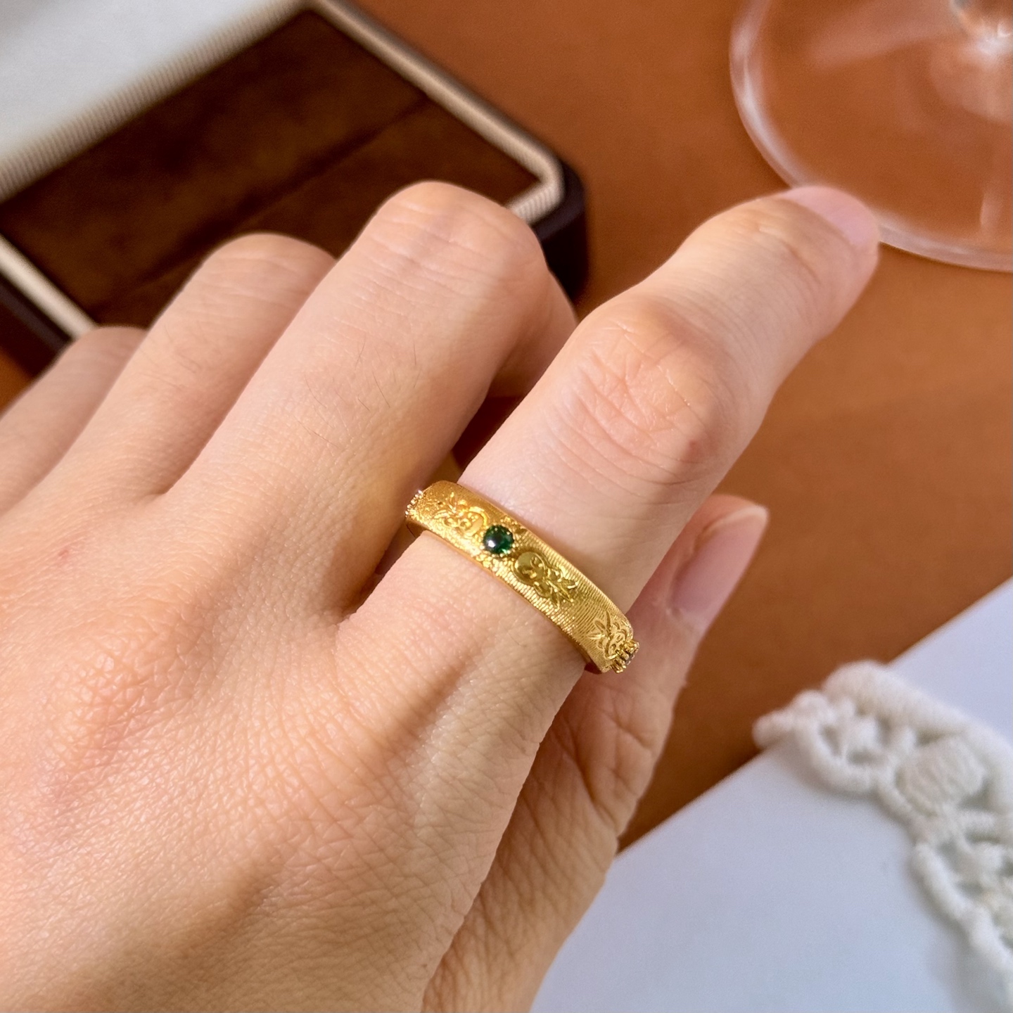 BC80 Butcherati-Style Diamond Open Ring in Brass Material with 18K Gold - 图片 6