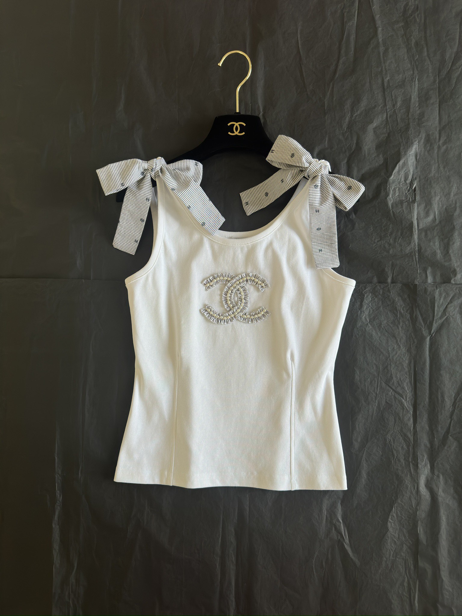 Chanel Sale
 Clothing Tank Tops&Camis White Embroidery Cotton