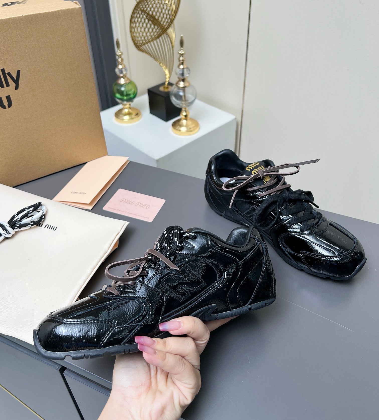 Miu Miu x New Balance 530 Leather Sneakers - Couple Style, Black 9 i1735560187672 115 0 7