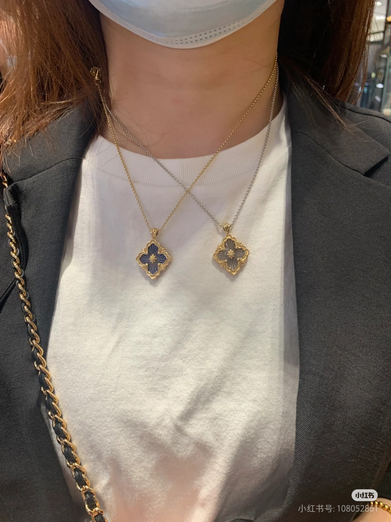 NO:102070,Buchelati hollow necklace gold platinum color combination, Buchela, necklace19860909布契拉提镂空项链 金色 白金拼色,布契拉,necklace,Jewelry