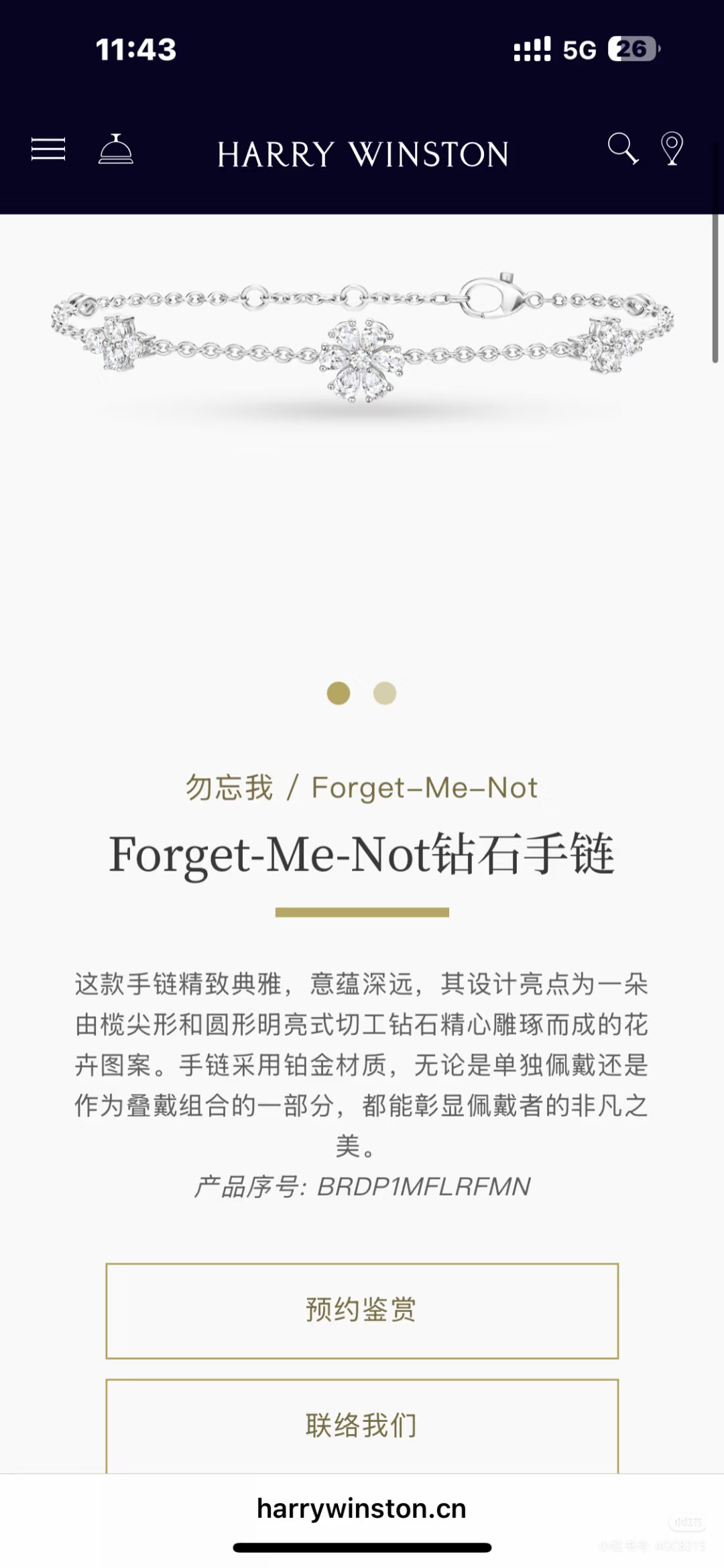 ¥108 Harry Winston 新款勿忘我手链