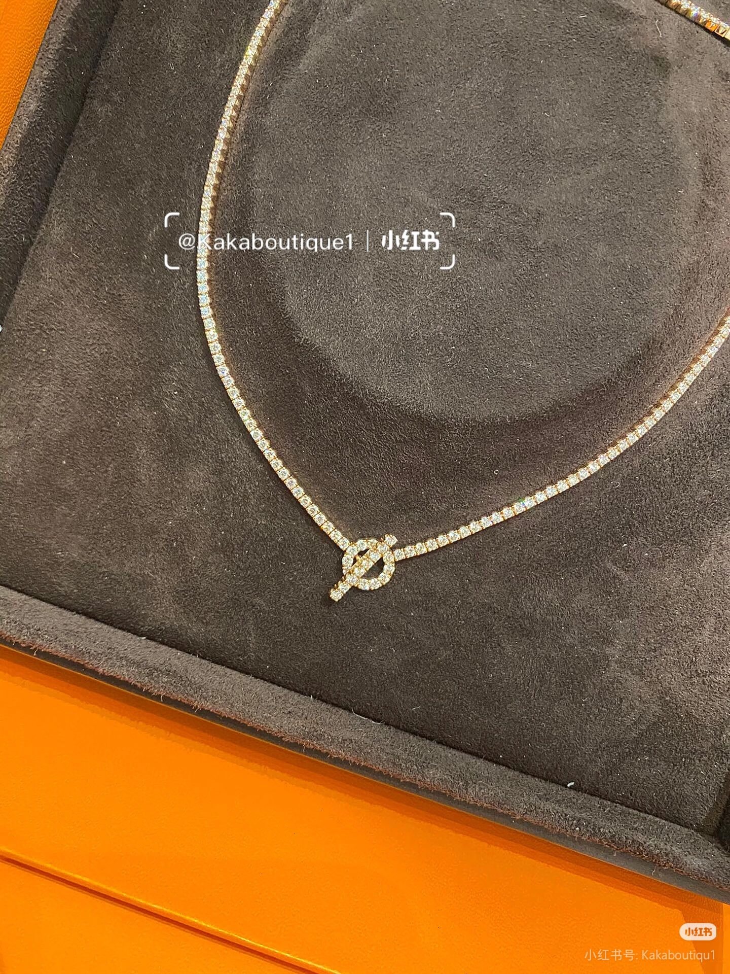 Hermès 爱马仕满钻Q项链玫瑰金白金