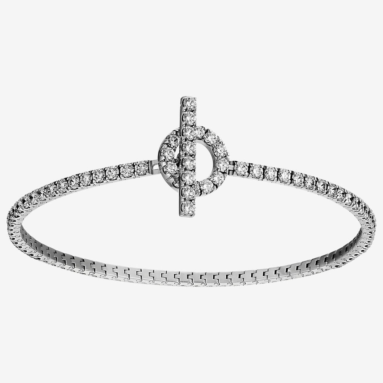 Hermès 爱马仕满钻Q手链玫瑰 金白金 16 18CM