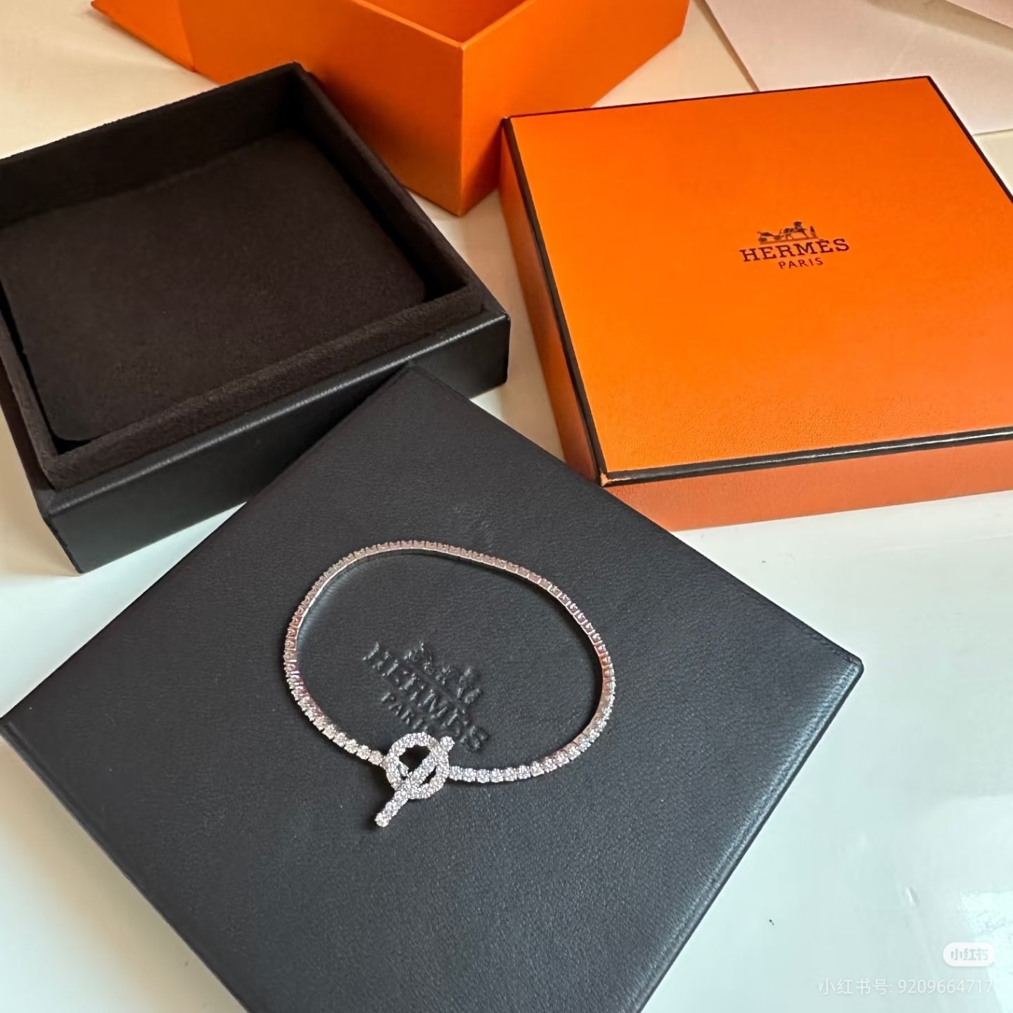 Hermès 爱马仕满钻Q手链玫瑰 金白金 16 18CM
