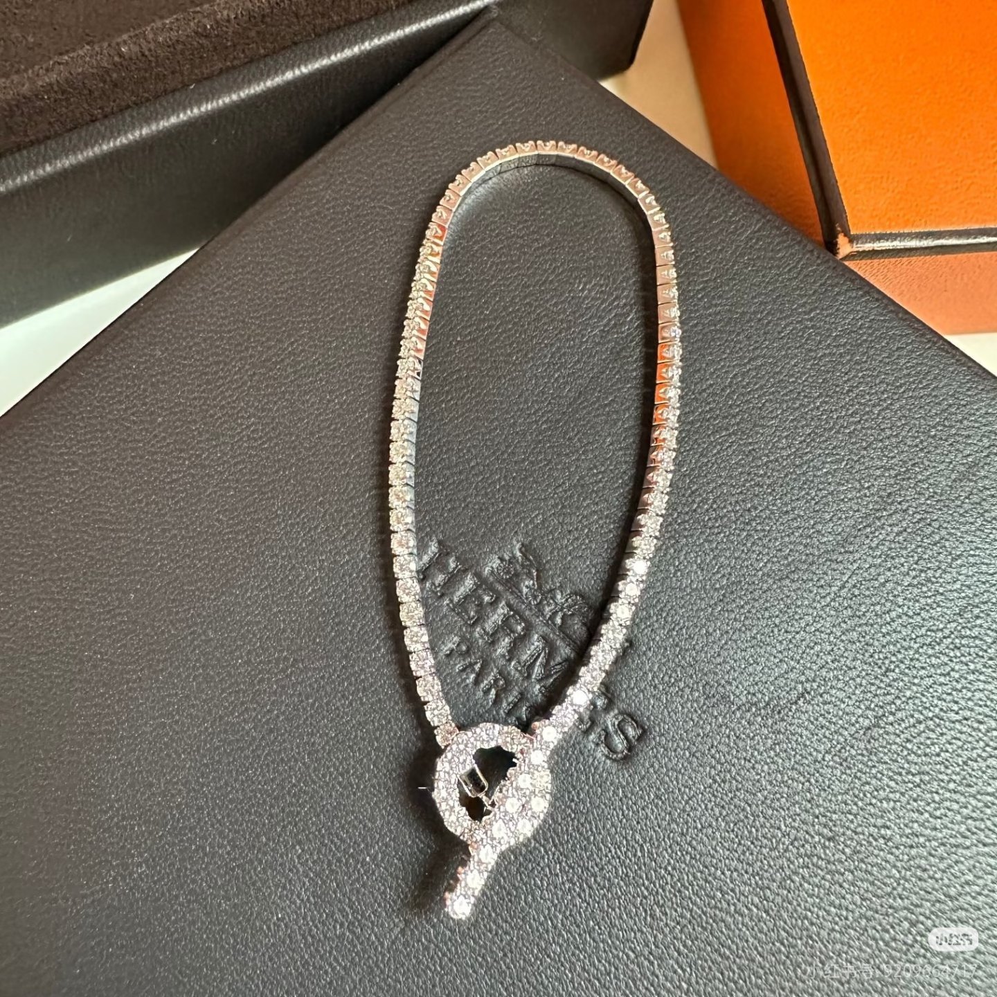 Hermès 爱马仕满钻Q手链玫瑰 金白金 16 18CM