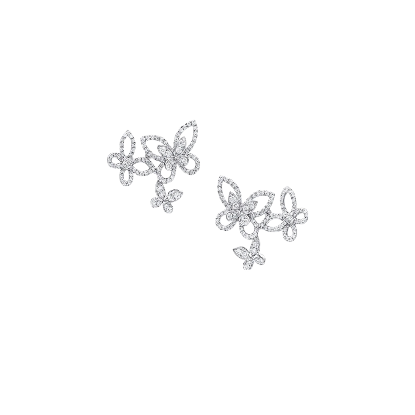 
XF042  👑 爆款 格拉夫 三蝴蝶 🦋钻石💎 耳钉 三只蝴蝶 停留在耳边 蝴蝶很生动～尺寸刚好，高