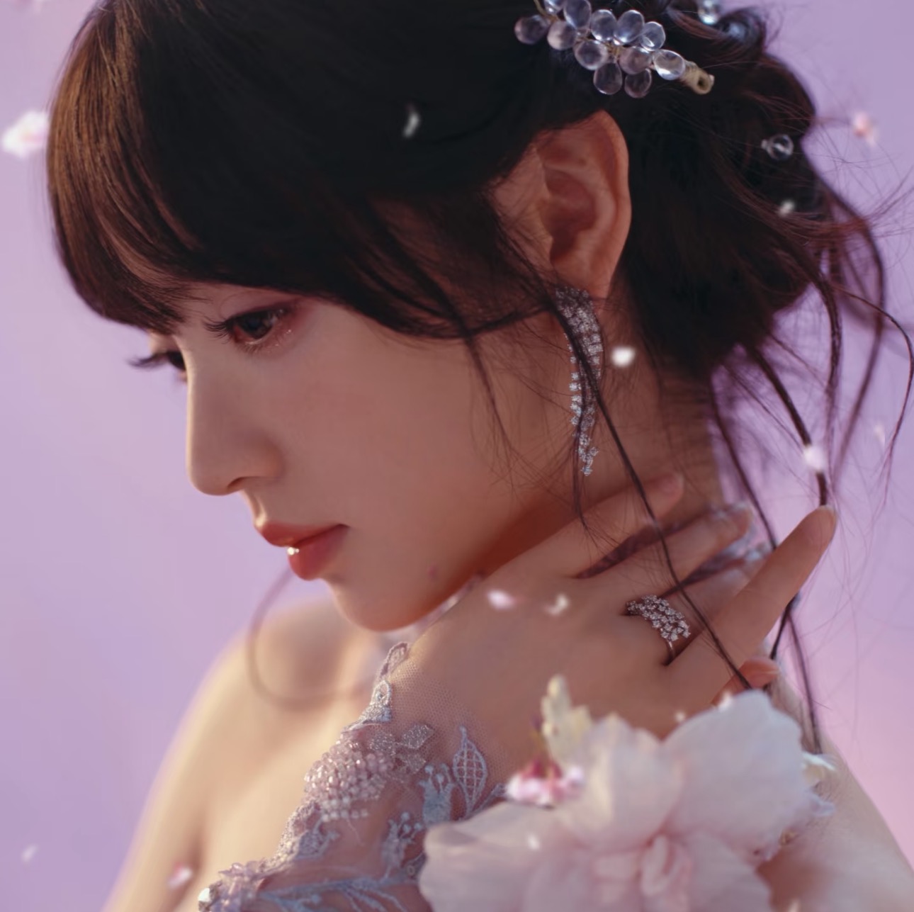 
A6164  👑 独立设计师款 繁星 双排钻 绒花 戒指🩷甜美少女心爆棚 新款优雅高贵气质💝减龄神器 
