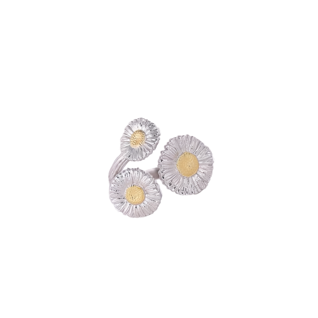 A6697 👑爆款 中古系列🌼Vintage 三花 小雏菊 磨砂戒指，绽放指尖的复古浪漫每一次佩戴，都是
