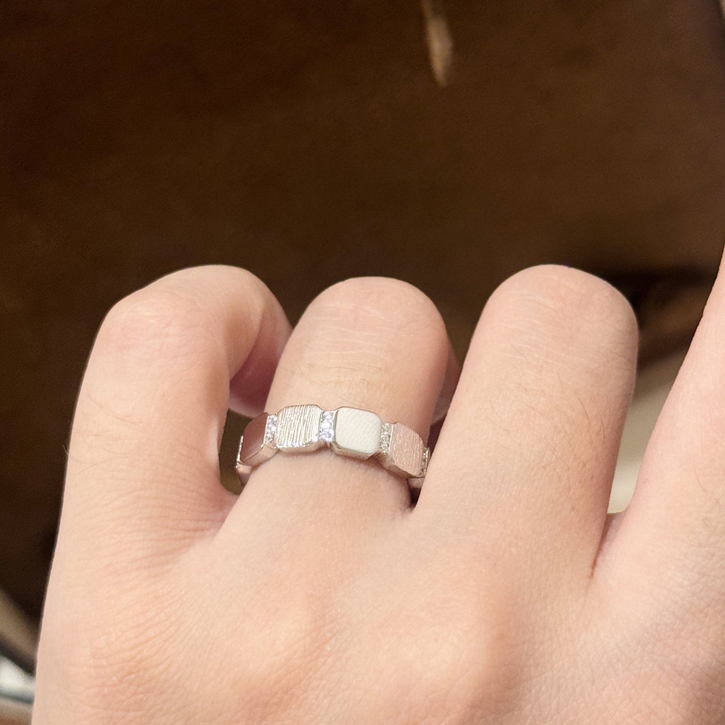 A6689    👑 Independent designer's new block brushed ring with semi - Jewelry 5