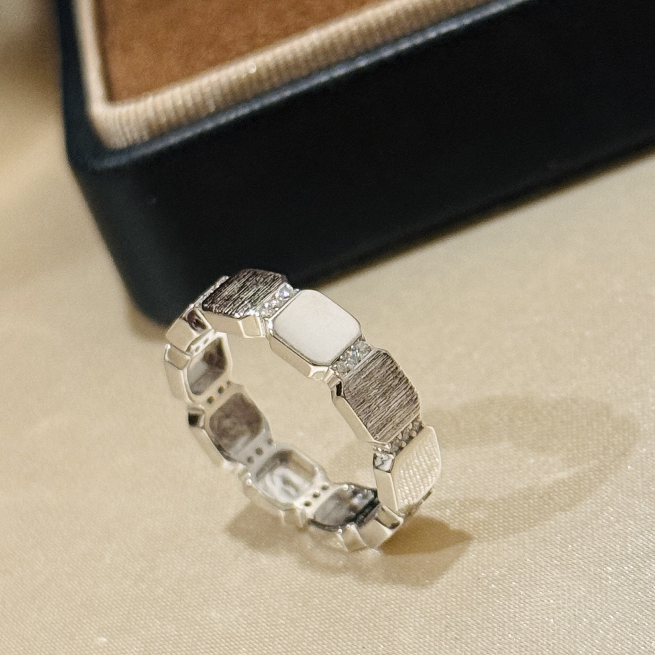 A6689    👑 Independent designer's new block brushed ring with semi - Jewelry 6