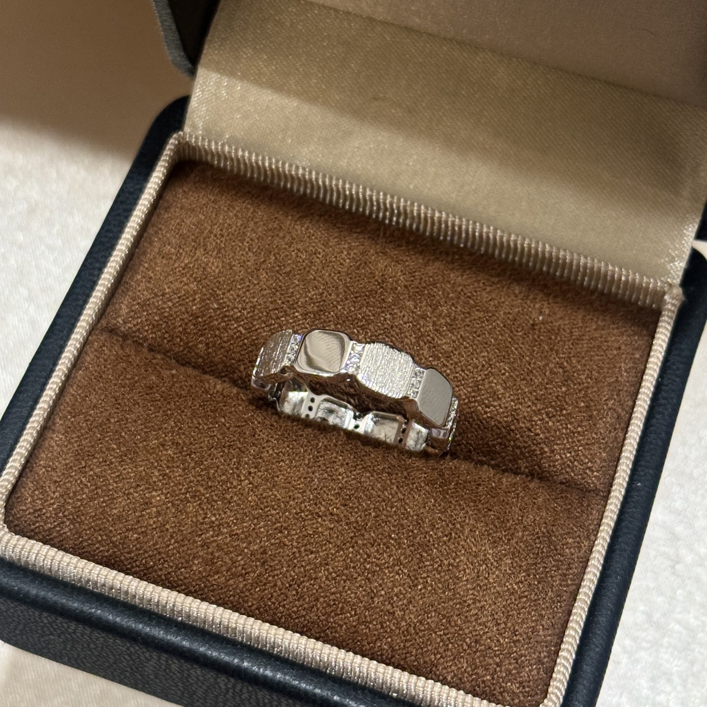 A6689    👑 Independent designer's new block brushed ring with semi - Jewelry 8