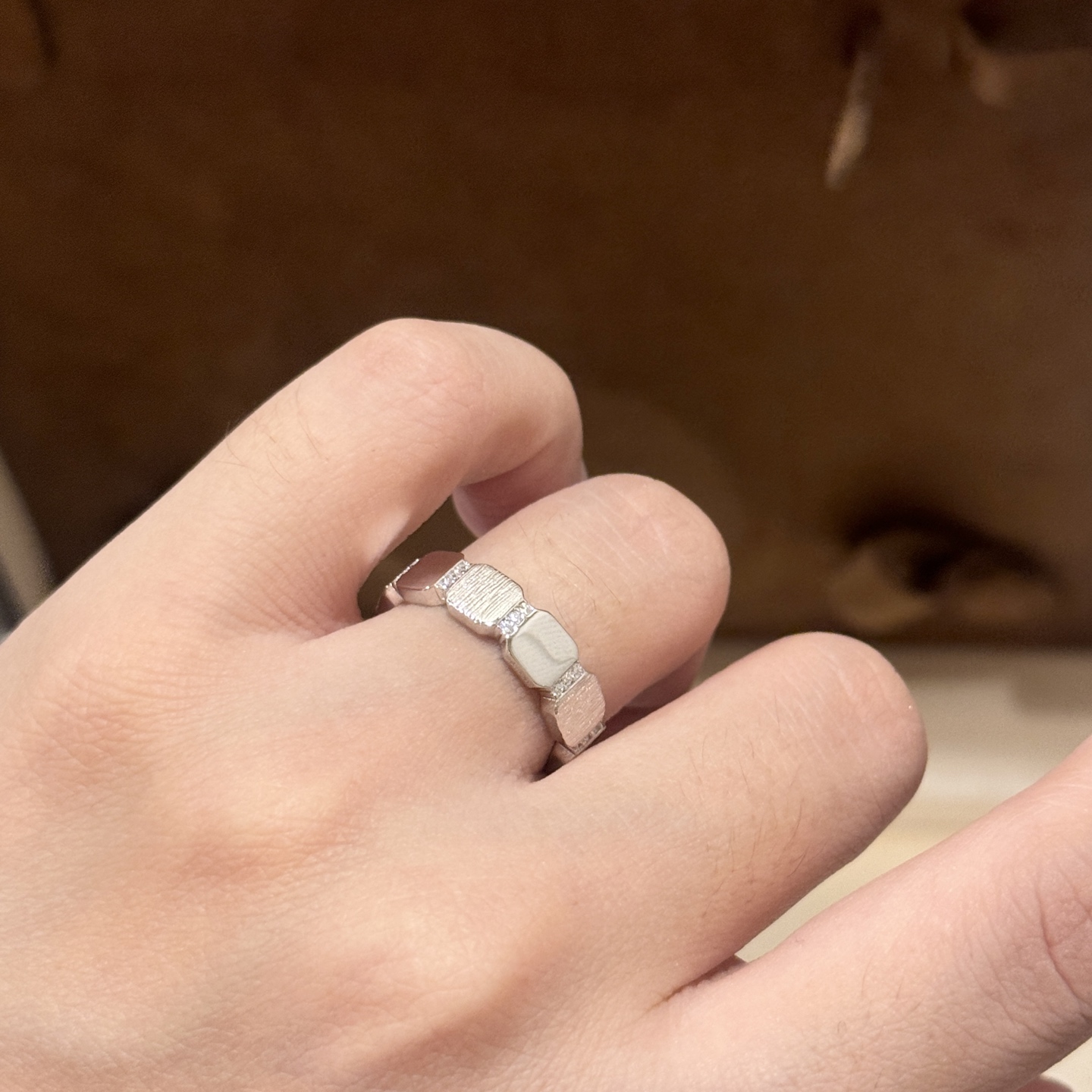 A6689    👑 Independent designer's new block brushed ring with semi - Jewelry 2