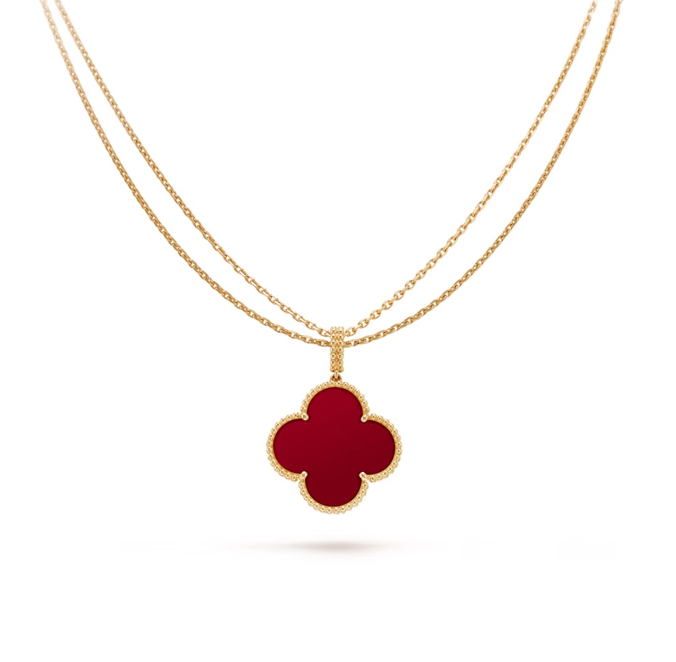 NO:583364,Fanjia Red Agate Four-leaf Clover Large Long Chain 90cm Sweater Chain Sufficient weight, heavy workmanship and finesse!  Gold-plated. Permanent color retention. It is a pendant made from gold. The bead edge is round and full, large and small diamonds are randomly inlaid, the back is honeycomb structure, and there are no dead corners polished. The chain body is thickened. The selling point of the whole body, the strongest silver version, welcome to compare!  Long chain, two kinds, wearing method, thick gold plating, rose gold, gold necklace, jewelry boutique, sweaters, necklace, gold, gold plating19860909梵家 红玛瑙 四叶草大号长链 90cm毛衣链 足够分量,足够重工,足够精细！镀金.永久保色.当金货在做的一款吊坠,珠边浑圆饱满,大小钻错落镶嵌,背面蜂窝结构,无死角抛光.链身加粗 浑身的卖点,银版最强版本,欢迎比货！ 长链 两种 戴法电镀厚金 玫瑰金 黄金项链,饰品精品,sweaters,necklace,gold,gold plating,Jewelry