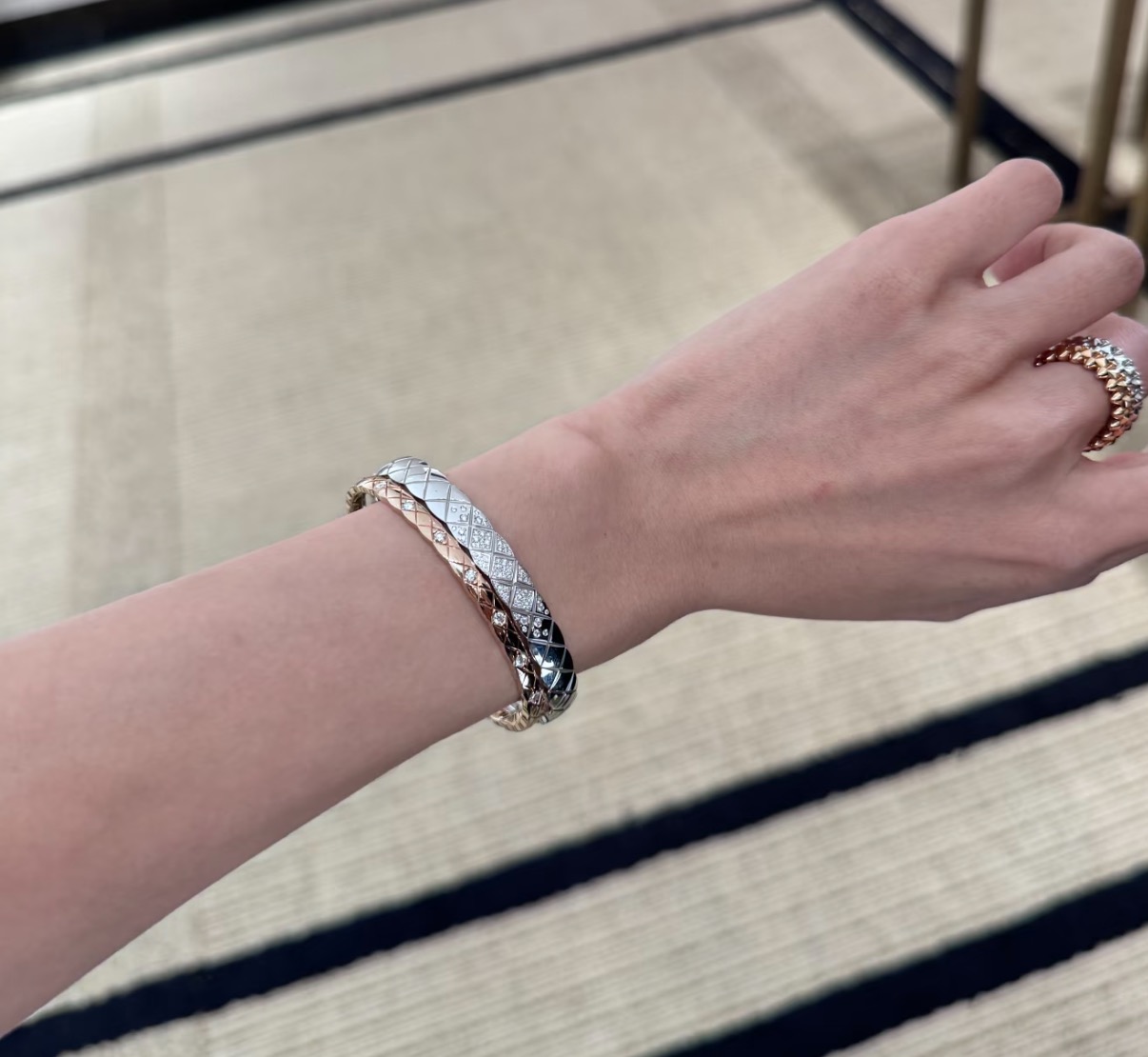 Chanel CNC纯银版 菱格 宽版 满钻 双面手镯 高端定制 S925纯银材质镶嵌 高碳钻