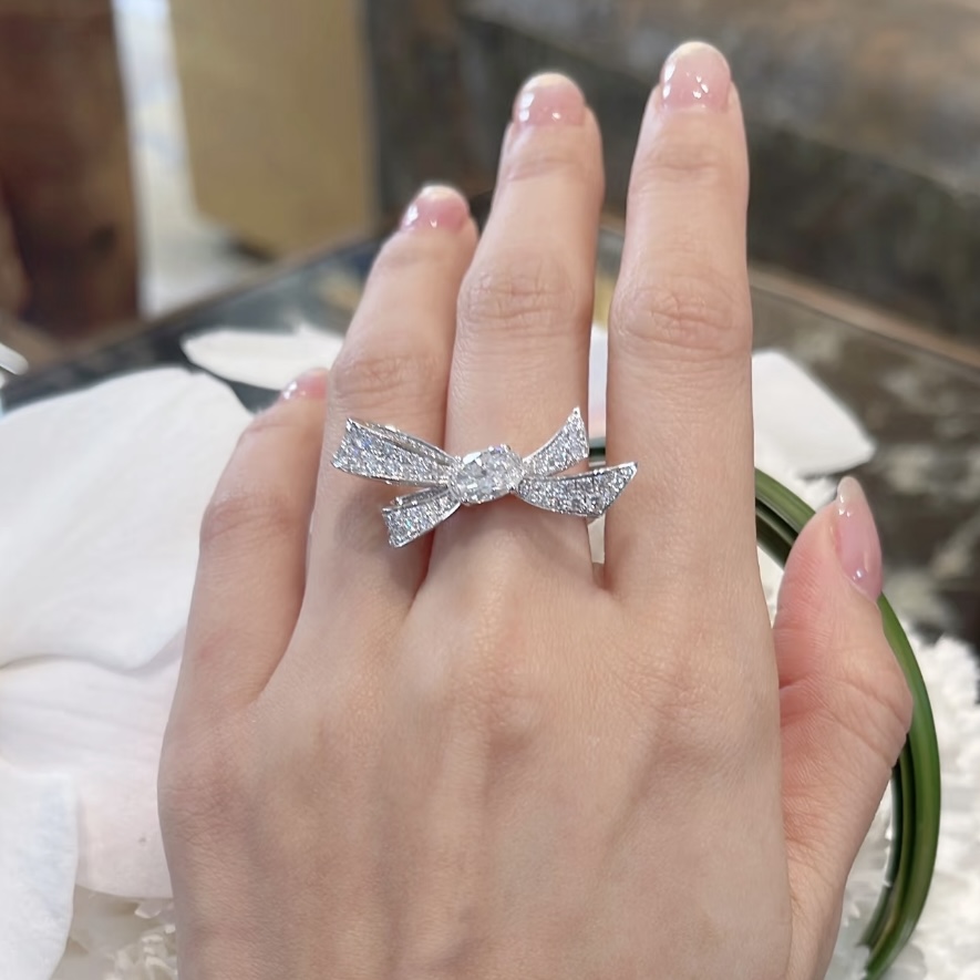A7134   👑 Brand new high-end jewelry bow pigeon egg oval diamond ring - Jewelry 6