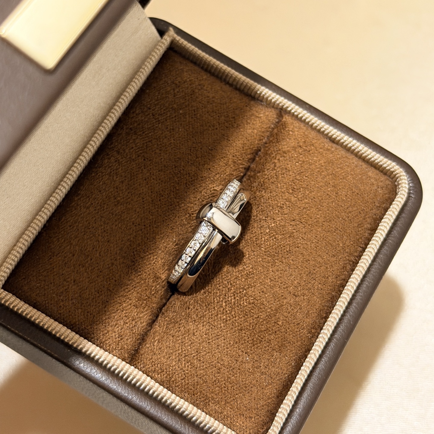 Hermès A7118 宝曼兰朵 珠宝 双环 半钻 戒指 高端定制 重工 高级系列 非常有 感跟设计感