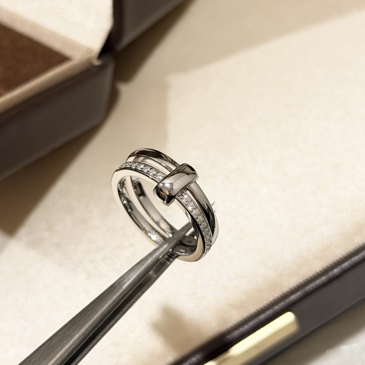 Hermès A7118 宝曼兰朵 珠宝 双环 半钻 戒指 高端定制 重工 高级系列 非常有 感跟设计感