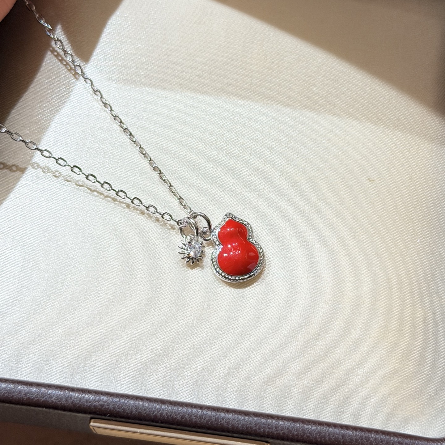 Qeelin WULU necklace Silver-toned metal with red enamel and clear diamond accent 42cm