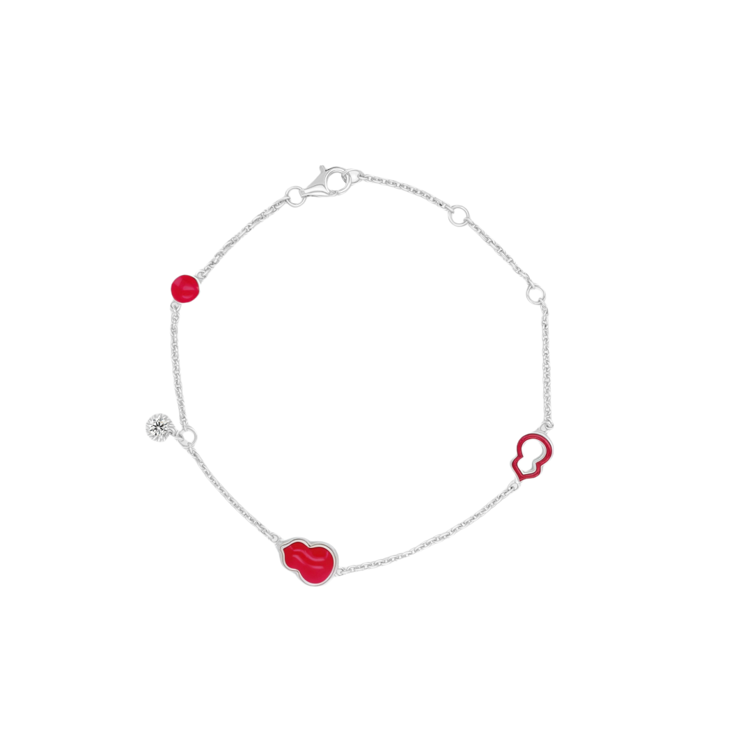 Qeelin Wulu bracelet Silver-toned metal with red carnelian inlays and clear diamond accent 18cm