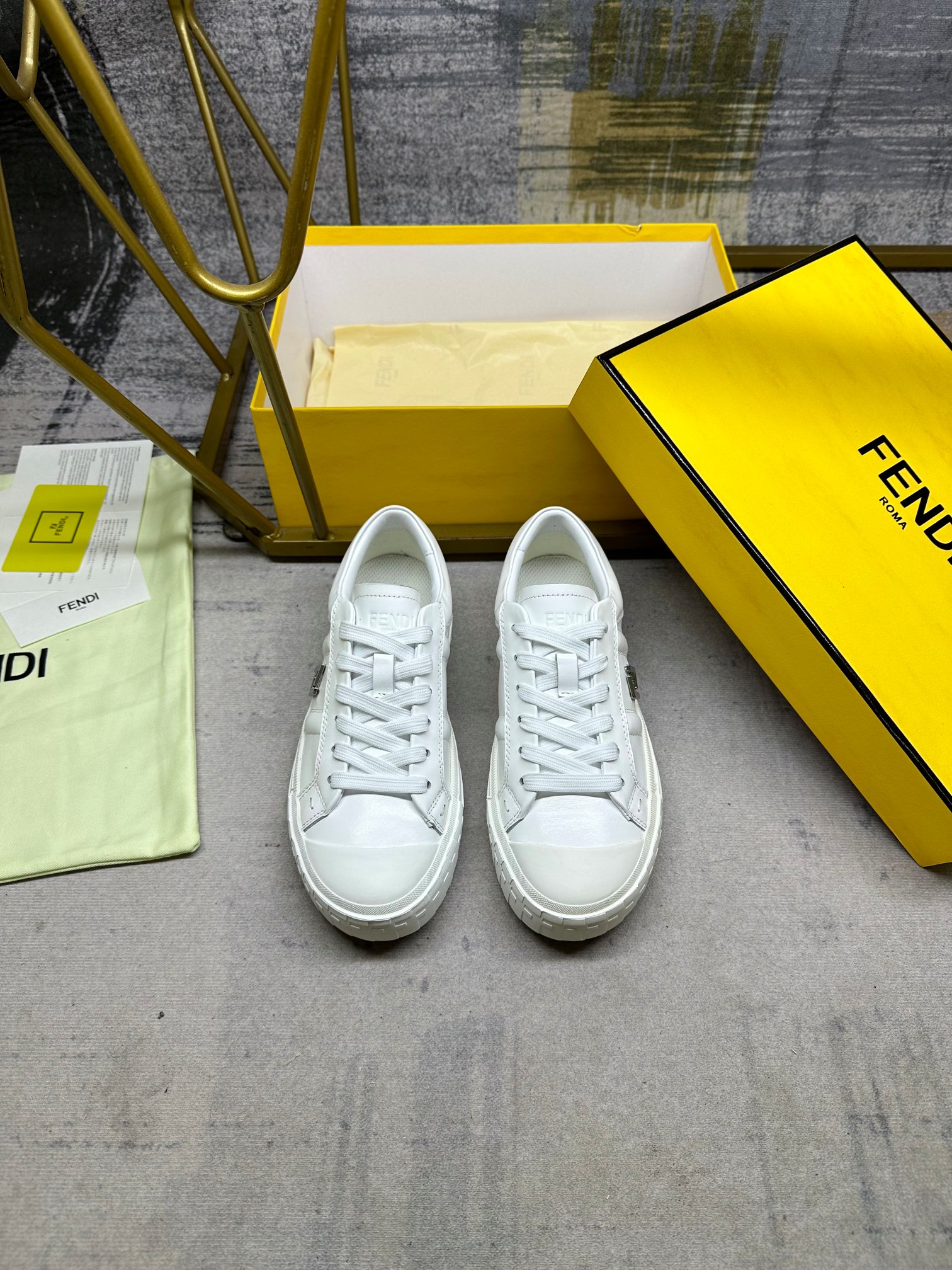 Fendi Domino White Leather Low-Top Sneakers with FF Logo Hardware 4 a1741613199745 5311