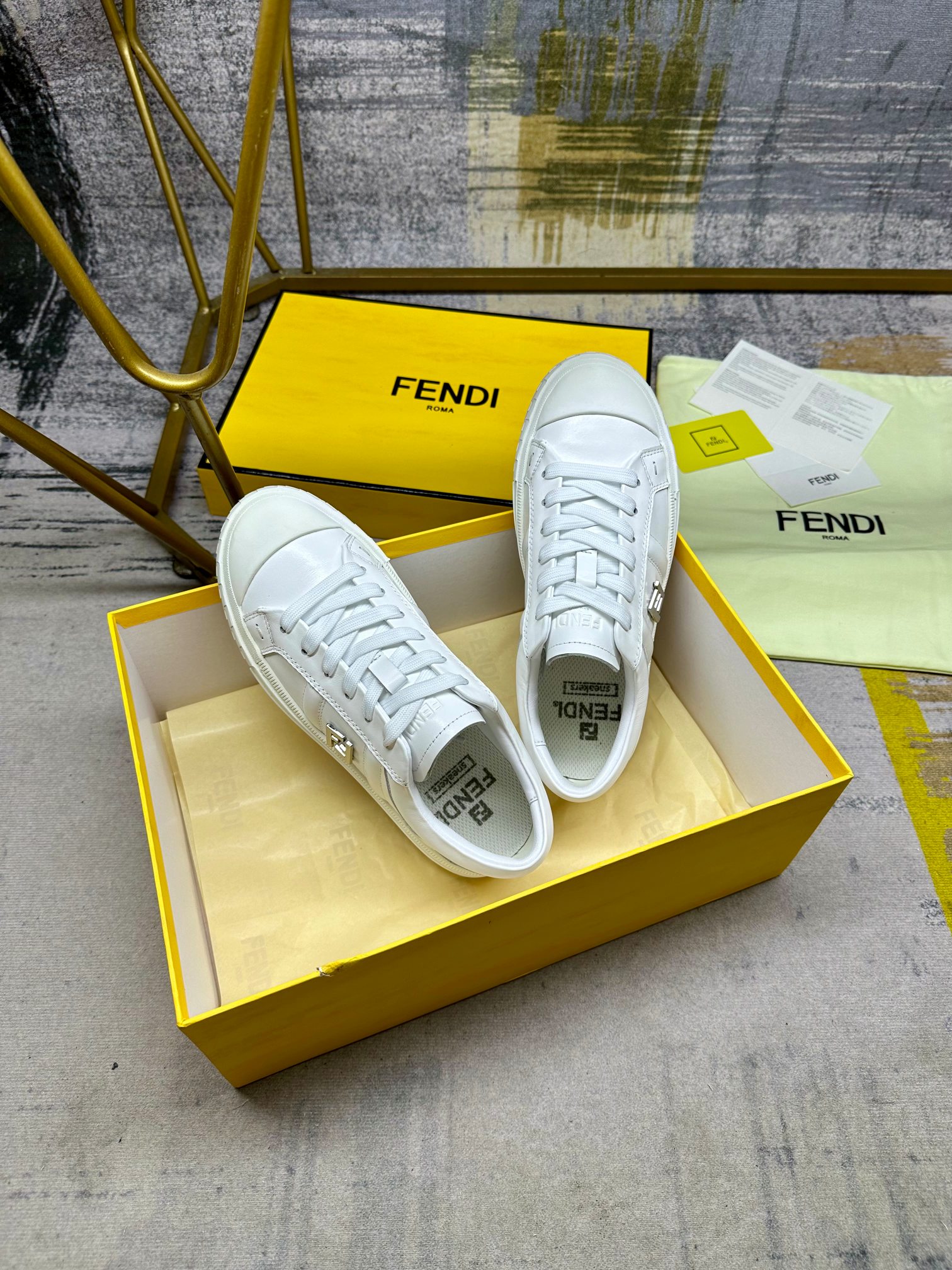Fendi Domino White Leather Low-Top Sneakers with FF Logo Hardware 6 a1741613202686 4183