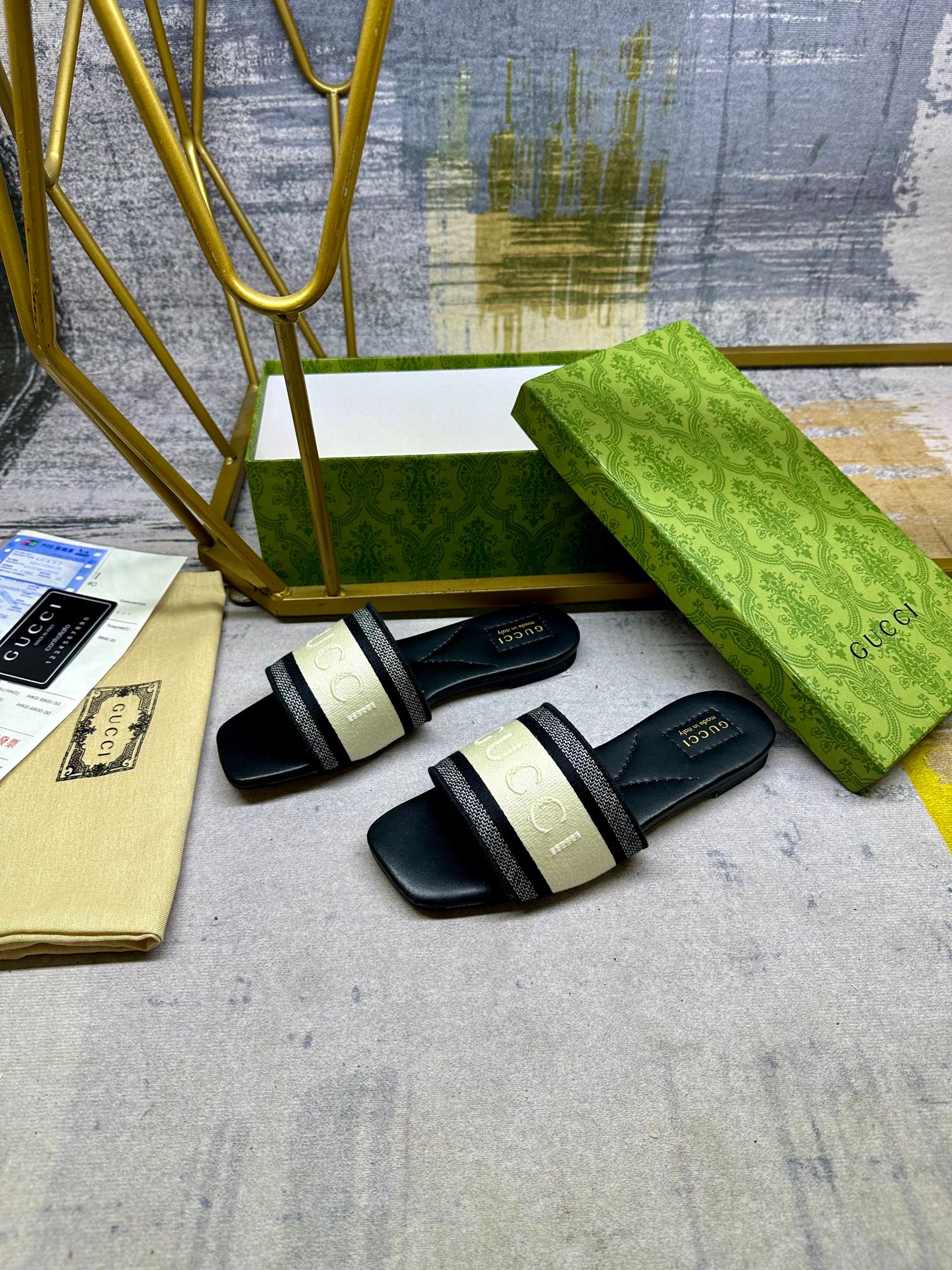 Gucci Women's Cotton Blend Slide Sandal with Embroidered Logo 4 a1742020443411 7102