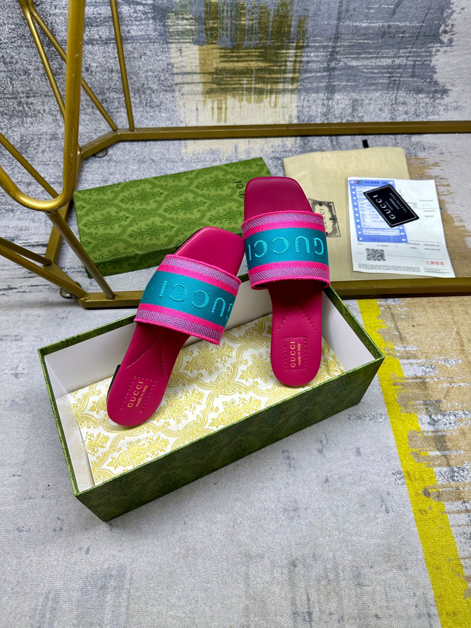 Gucci Slides Cotton Blend Pink, Size 35-40, Lambskin Lining 7 a1742020657767 5486
