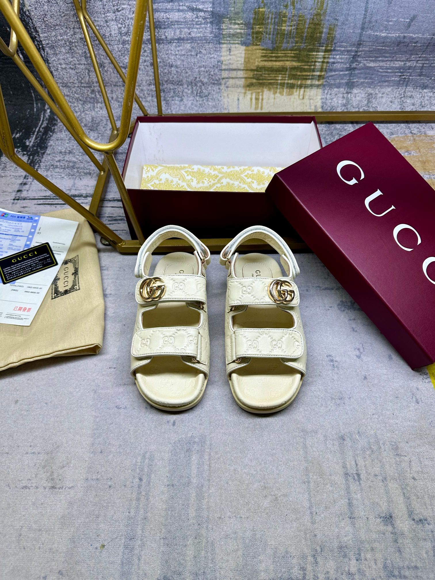 Gucci GG Leather Sandals with Double G Hardware & Adjustable Straps 4 a1742371610922 6352