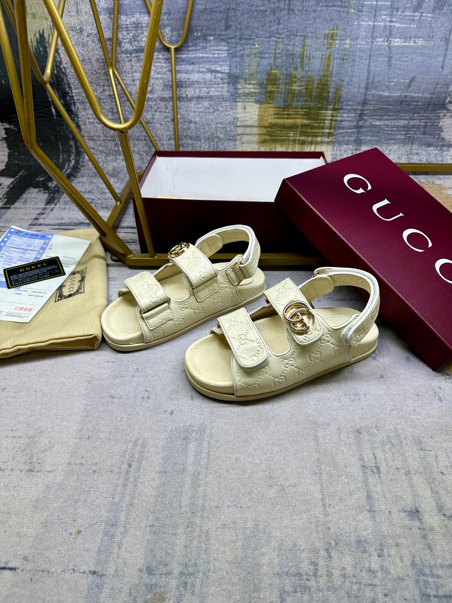 Gucci GG Leather Sandals with Double G Hardware & Adjustable Straps 3 a1742371611326 4365