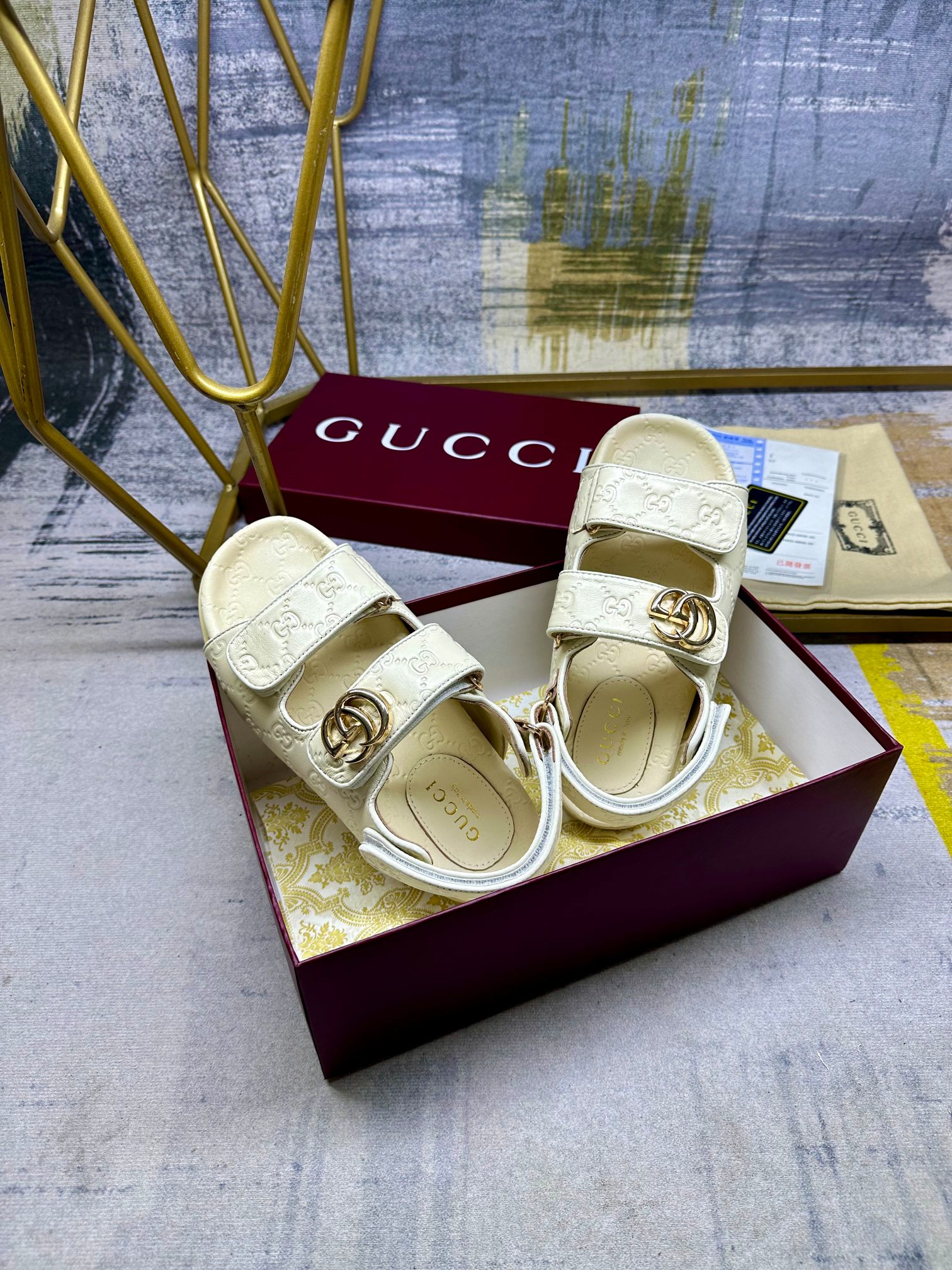 Gucci GG Leather Sandals with Double G Hardware & Adjustable Straps 6 a1742371614309 3108