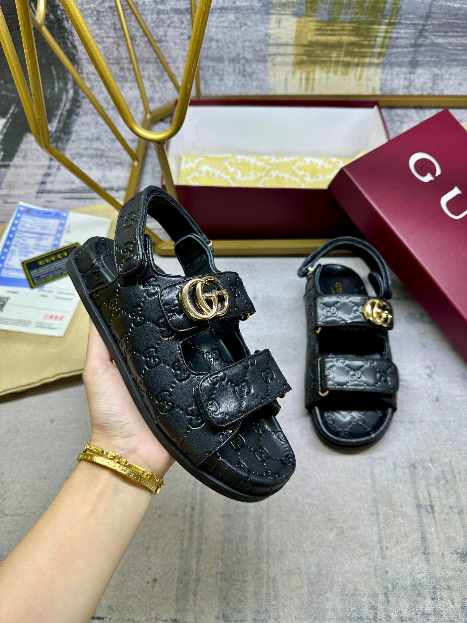 Gucci Leather Sandals with Double G - Iconic Style & Adjustable Straps 2 a1742371865613 4733