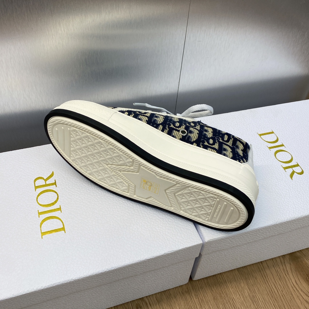 Dior迪奥2023春夏新款Walkn滑板鞋平底绑带休闲鞋标志性暗花字母logo提花刺绣图案拼色帆布运动