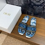 Dior Shoes Sandals Slippers Embroidery Cotton Genuine Leather Sheepskin Spring Collection