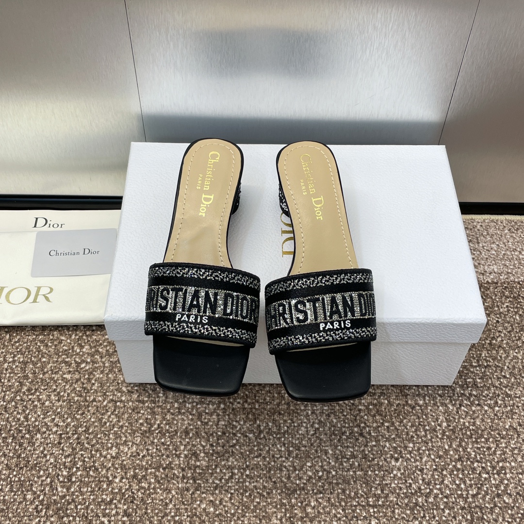Dior Buy
 Shoes Sandals Slippers Embroidery Cotton Genuine Leather Sheepskin Spring/Summer Collection