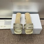 Dior Scarpe Sandali Pantofole Ricamo Cotone Cuoio genuino Pelle di pecora Collezione Primavera/Estate
