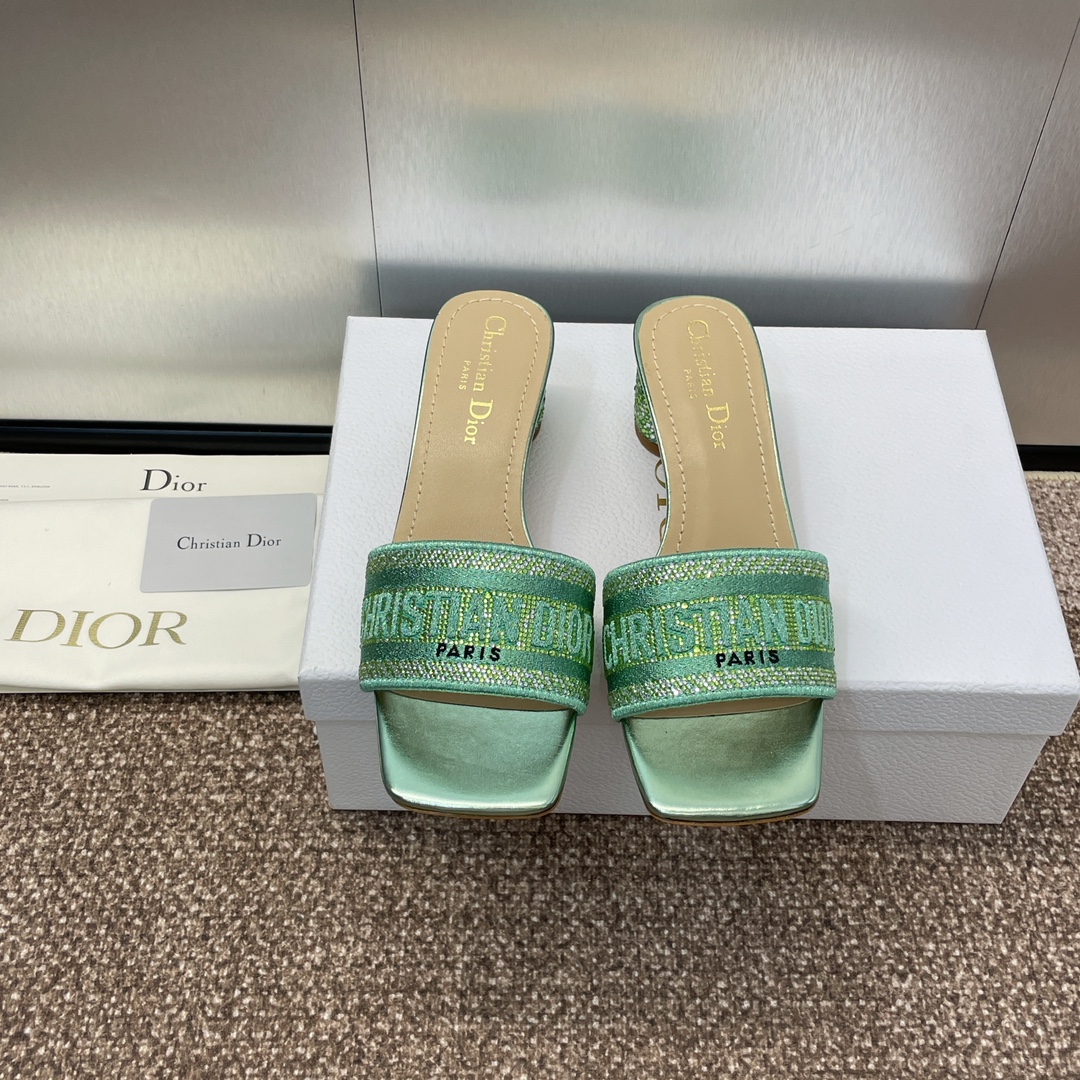 Dior Shoes Sandals Slippers Embroidery Cotton Genuine Leather Sheepskin Spring/Summer Collection