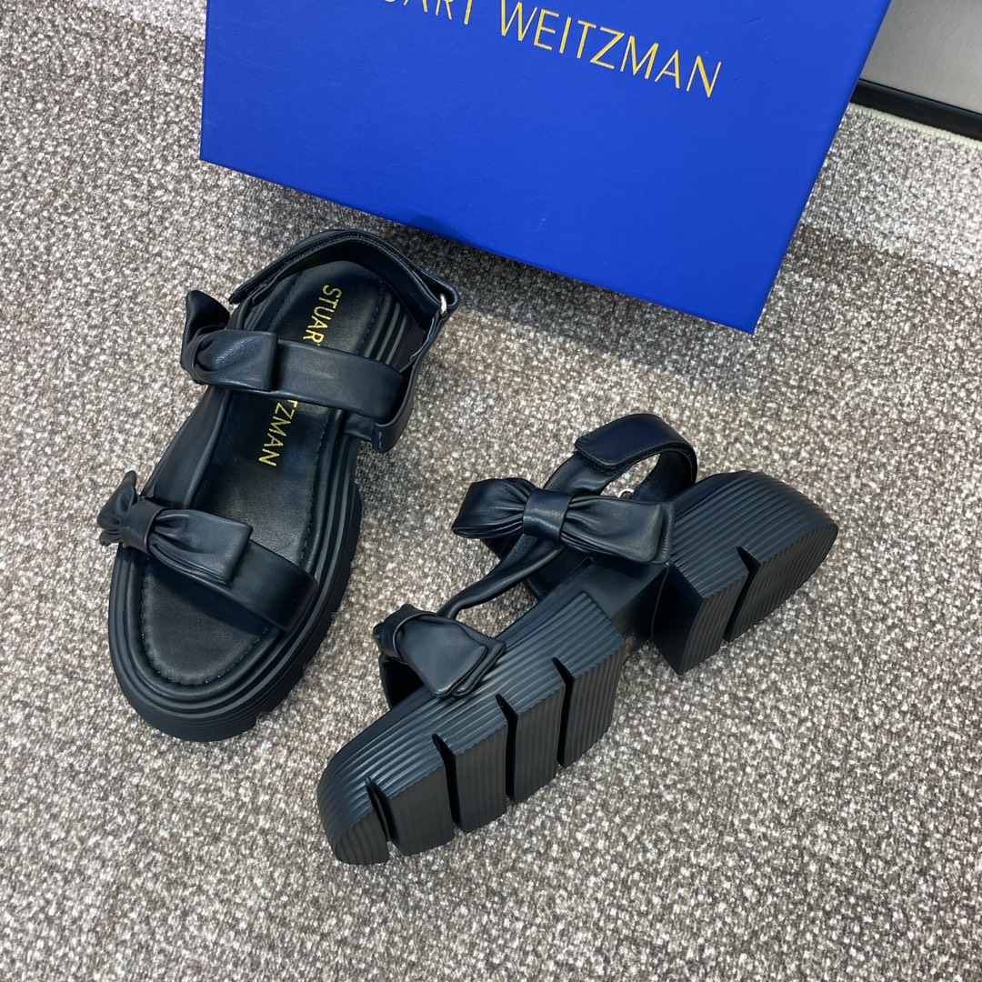 stuartweitzman2024春夏新款SOFIANOLITASANDAL蝴蝶结女鞋sw厚底圆头露趾