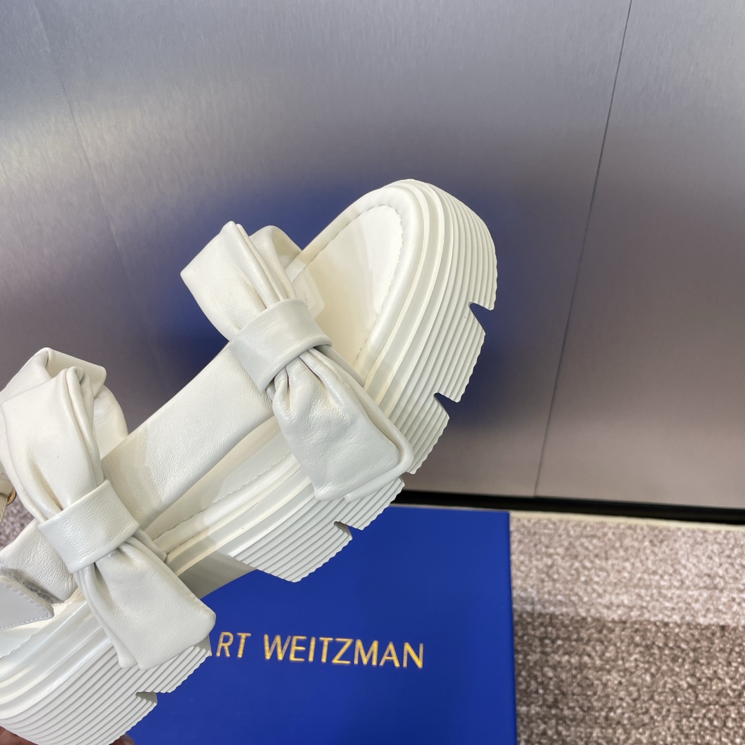 stuartweitzman2024春夏新款SOFIANOLITASANDAL蝴蝶结女鞋sw厚底圆头露趾