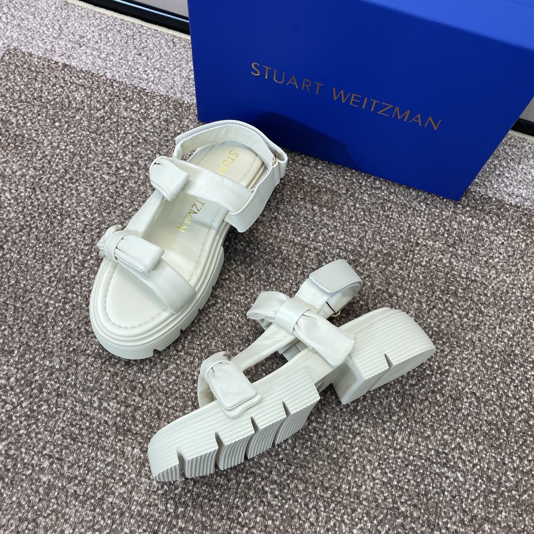 stuartweitzman2024春夏新款SOFIANOLITASANDAL蝴蝶结女鞋sw厚底圆头露趾