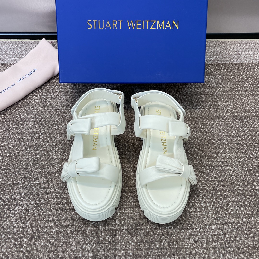 stuartweitzman2024春夏新款SOFIANOLITASANDAL蝴蝶结女鞋sw厚底圆头露趾