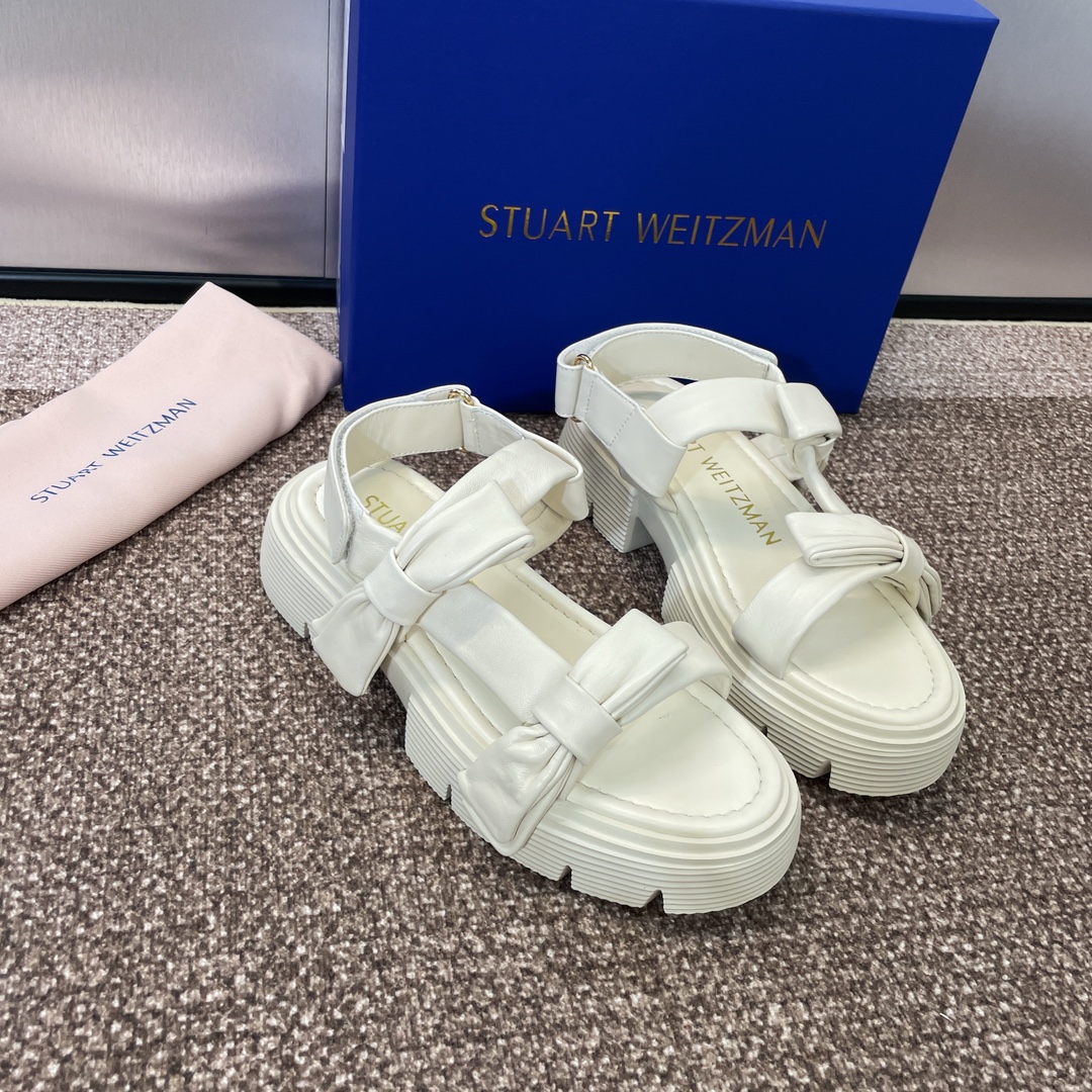 stuartweitzman2024春夏新款SOFIANOLITASANDAL蝴蝶结女鞋sw厚底圆头露趾