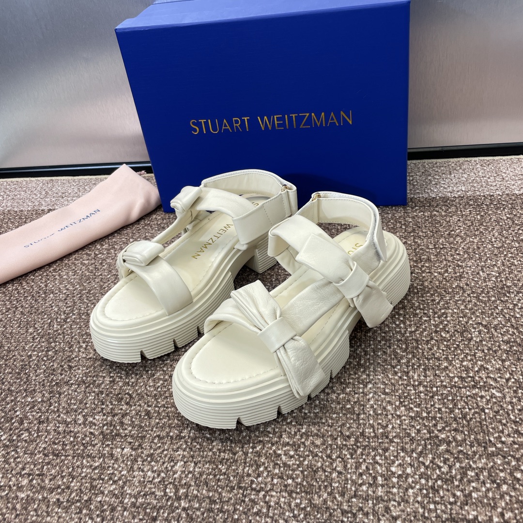 stuartweitzman2024春夏新款SOFIANOLITASANDAL蝴蝶结女鞋sw厚底圆头露趾